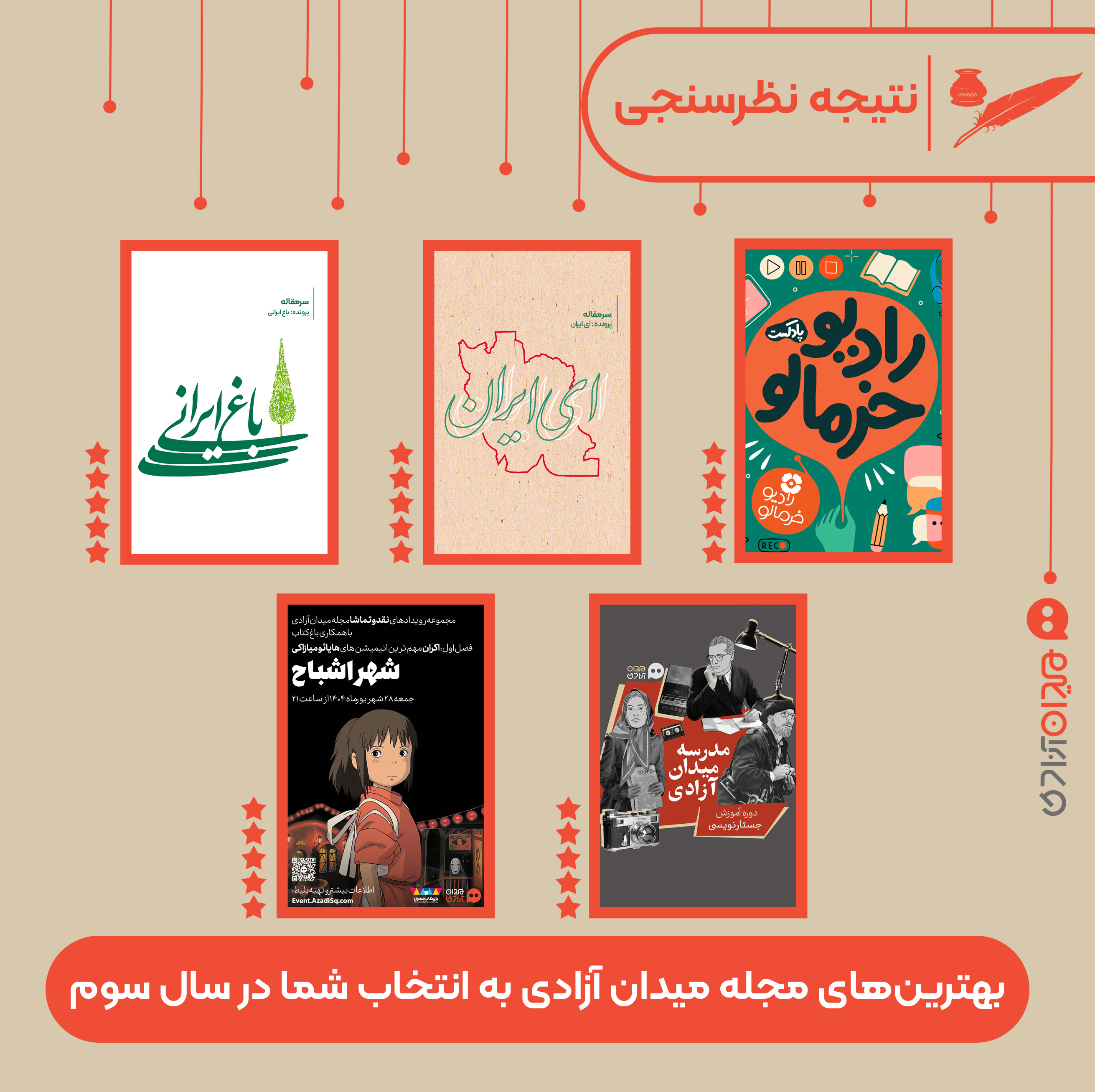 گزارش: نتایج نظرسنجی «بهترین‌های مجله میدان آزادی به انتخاب شما» | از دی 1403 تا دی 1404