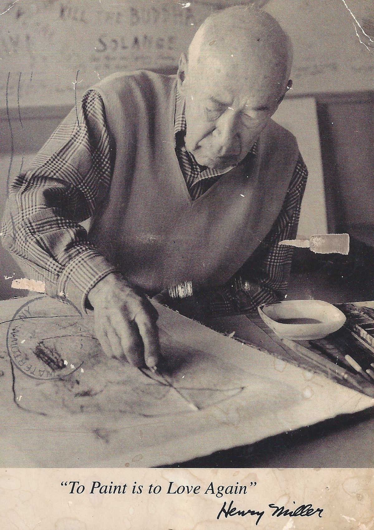 هنری میلر در حال نقاشی کشیدن هنری میلر در حال نقاشی کشیدن